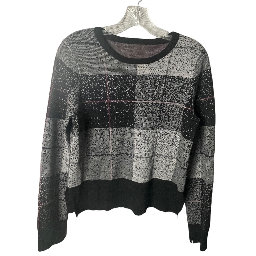 Plaid print rag and bone dark Academia style sweater size medium merino wool - Picture 6 of 8